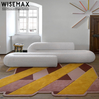 WISEMAX FURNITURE Mobilier design Décoration intérieure Ensemble de canapés modulaires Tissu velours bleu Canapé au sol irrégulier Canapé de détente