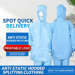 Vêtements de travail antistatiques bleus et blancs, combinaison antistatique, capuche, vêtements sans poussière, vêtements ESD, vêtements antistatiques - Product Image 3