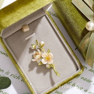 Retro moda temperamento verde jasmim broche planta flor pérola broche conjunto <span class=keywords><strong>pin</strong></span> acessórios - Product Image 4