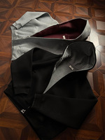 Cardigan zippé rouge impérial pour homme, style américain, coupe courte, en tissu Air-layer, coupe ample, poids lourd 350g, Printemps-Automne