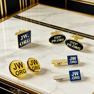 Set di Gemelli e Fermacravatta Personalizzati OEM JW.ORG con Logo Inciso e Versetto Biblico, Smalto Blu, Regali JW.ORG per Accessori Formali - Product Image 4