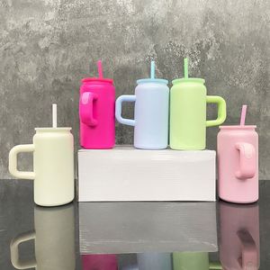 Custom LogoBulk Coffee Cup Vacuum <b>Insulated</b> Matt Macaron Blank Sublimation 16oz Stainless Steel Tumbler <b>Mugs</b> with Handle Straws - Product Image 1