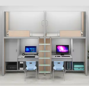 Lits de bureau de stockage de grenier de double superposition de matière plastique en métal résistant ensemble pour le dortoir adulte d'auberge utilisé