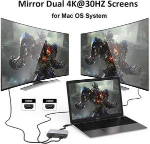 محول محمول 4 في 1 من <span class=keywords><strong>C</strong></span> إلى محول HDMI مزدوج 4K 30HZ <span class=keywords><strong>USB</strong></span> <span class=keywords><strong>Hub</strong></span> محول متعدد المنافذ من النوع <span class=keywords><strong>USB</strong></span>-<span class=keywords><strong>C</strong></span> <span class=keywords><strong>USB</strong></span> <span class=keywords><strong>C</strong></span> HDMI - Product Image 6