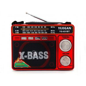 Yuegan Portable Radio YG-031BT Red FM AM SW for X-Bass Plastic Rechargeable <b>Battery</b> Speaker <b>5V</b> DC 64-108MHz - Product Image 1