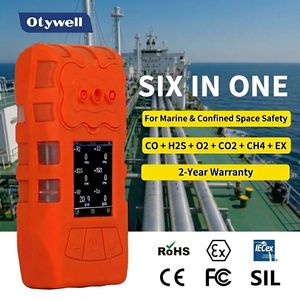 Détecteur de gaz multi-gaz ATEX 6 en 1 (CO, H2S, <span class=keywords><strong>O2</strong></span>, CO2, CH4, LEL) pour espaces confinés marins, garantie 2 ans, prix usine - Product Image 1