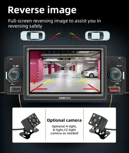 Radio de coche 1Din Multimedia Carplay y Android Auto Player Mirrorlink pantalla navegación 5 ''pantalla táctil Autoaudio FM cámara trasera entrada - Product Image 5