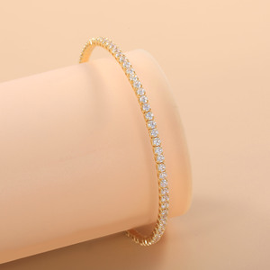 Gold Zircon Bracelet <b>Copper</b> Alloy Channel Setting Fashion <b>Bangle</b> Jewelry - Product Image 3
