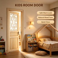 Unpainted Solid Pine Lattice Door Plain Timber Door Slab for Apartment Living Room Interior Decoration