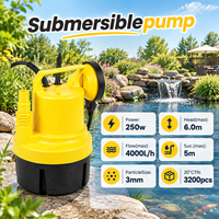Pompe de drainage submersible compacte 250W, pompe électrique portable en plastique avec interrupteur à flotteur pour la circulation de l'eau des étangs