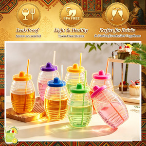 Aguas Frescas Personalizadas Calientes de 16 oz y 32 oz, Bebidas de Verano Estilo Americano, Mini Barril con Tapa y Pajita, Set de Bebidas para Fiestas - Product Image 6