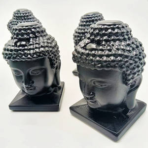 卸売手彫り黒黒曜石仏頭像自然治癒クリスタルShakyamuni仏 - Product Image 2