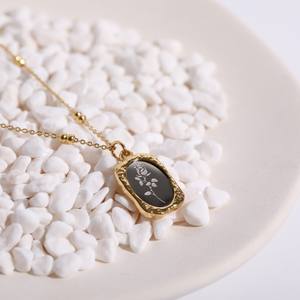 Cadena de oro de 18K con espejo mágico para mujer, collar con cuentas de rosa, cadena de titanio y acero chapado en oro - Product Image 2