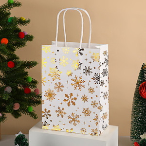 Tas Kertas Kraft Ramah Lingkungan Biodegradable untuk Hadiah Pesta Natal dengan Logo dan Pita Kustom - Product Image 2