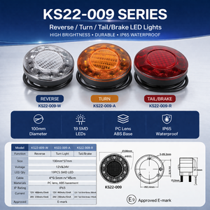 Nuevo <span class=keywords><strong>Kit</strong></span> de <span class=keywords><strong>Luces</strong></span> Traseras LED Redondas 3 en 1 para Reversa, Direccional y Freno |   Luz de Freno para Camión y <span class=keywords><strong>Remolque</strong></span> de 12V, 19 LED, IP65, Certificación ECE |   100x37mm - Product Image 6