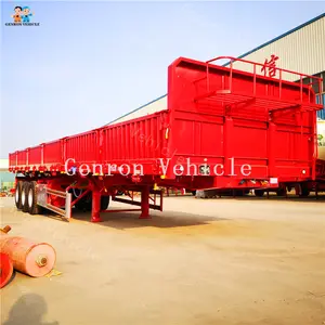 13 m Drop Side 3 Axle 600 Mm Side Wall Semi Trailer Bulk Cargos Transport Semi-Trailer Truck