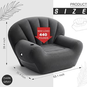Inflatable Couch, Flocked Surface Blow up Chair Folding Portable Flocking Inflatable <b>Air</b> <b>Sofa</b> Lazy <b>Sofa</b> for Living Room Learning - Product Image 3