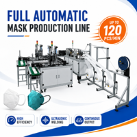 Mesin Pembuat Masker Bedah Medis Sekali Pakai KN95/N95 Otomatis Penuh Lini Produksi Pengelasan Ultrasonik Sensor Motor 120