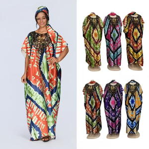 Wholesale New Middle Eastern Muslim Robe Short Sleeved Sequined Round Neck Elegant Dress - Product Image 1