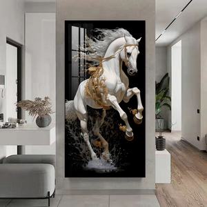 Lampe en porcelaine cristalline avec image de cheval blanc personnalisée, décoration murale pour hôtel, salon, chambre, entrée, couloir, LED - Product Image 6