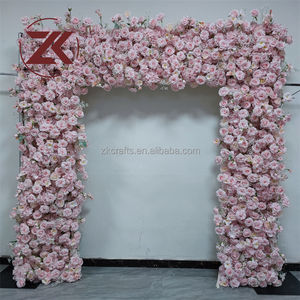 Arche de fleurs artificielle carrée ZK 8x8 en tissu rose pour décoration de toile de fond d'événements - Product Image 4