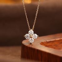 Luxuriöse S925 Sterling Silber 14K Vergoldete Mehrfarbige Paraiba Blau Rubinrot Kubisches Zirkonium Vierblättriges Kleeblatt Anhänger Halskette