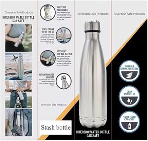 Botella de Acero Inoxidable para Guardar Objetos de Valor, Botella de Almacenamiento Secreto, Caja Fuerte para Esconder Llaves, Capacidad de 750 ml/16 oz - Product Image 4