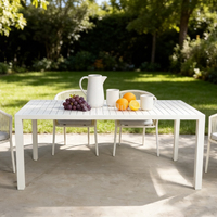 Ensemble de table et chaises de salle à manger en aluminium blanc, table d'extérieur pour restaurant, meubles de jardin