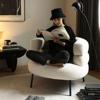 Fauteuil Individuel de Style Nordique en Tissu Sherpa Crème, Fauteuil Salon pour Chambre à Coucher, Siège Bouclé Mobilier de Maison
