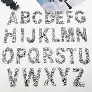 High Quality Iron on /sticker DIY Accessories 6cm Gold Sliver Black Crystal Rhinestone <b>Letter</b> Patches Applique - Product Image 1