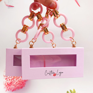 Emballage de cils papillon avec chaîne en gros emballage de boîte de cils papillon rose de marque privée imprimer votre logo - Product Image 2