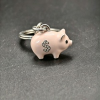 Porte-clés animal 3D en émail en forme de tirelire avec strass et motif signe dollar pour cadeaux de boutique, cadeaux de carnaval, souvenirs de concert