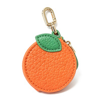 Dompet Koin Mini Bentuk Buah Lucu Mewah Bahan PU Oranye dengan Ritsleting, Gantungan Tas Kawaii, Dompet Portabel, Gantungan Kunci untuk Wanita