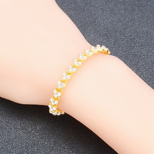 Wholesale 24K Gold Plated Brass <b>Bracelet</b> Bangle Beautiful Design with Zirconia Stones Fashion Charm for Women and Girls - Product Image 2