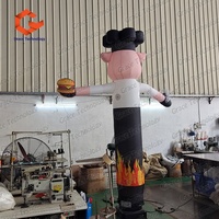 Sky Dancer publicitaire gonflable personnalisé en forme de cochon chef BBQ pour restaurant
