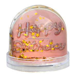 Globo de Nieve Acrílico Transparente con Cordón de Cuero y Base para Insertar tu Propia Foto, Personalizable con Destellos y Copos de Nieve Flotantes - Product Image 6