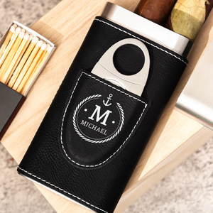 Estuche <span class=keywords><strong>de</strong></span> Cigarros <span class=keywords><strong>de</strong></span> Cuero con Logotipo Personalizado al por Mayor, <span class=keywords><strong>Humidor</strong></span> Portátil para 3 Cigarros con Cortador, Porta Cigarros Grabado Personalizado para Hombre, Regalo - Product Image 2