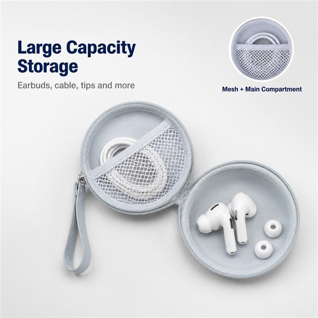 Round EVA Headphone Case Shockproof Earphone Storage Box Zipper Hard Shell Travel Case for Earbuds Charger Accessories