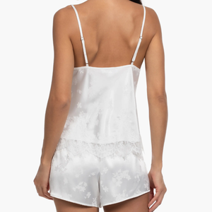 Nouvel ensemble de pyjama deux pièces en dentelle blanche sexy et confortable de style français pour femmes, vêtements de détente en satin jacquard - Product Image 3