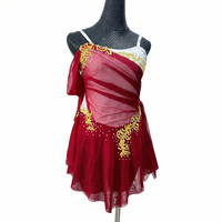 Robe de danse de salon rouge pour femmes et filles, justaucorps de patinage et de ballet, qualité professionnelle, ornée de diamants, pour compétition enfant