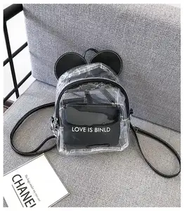 Summer New Double-shoulder Cute <strong>Mickey</strong> <strong>Backpack</strong> Two-piece Set Small PVC Jelly Transparent Female Bag with Makeup Bags for Girls - Product Image 1