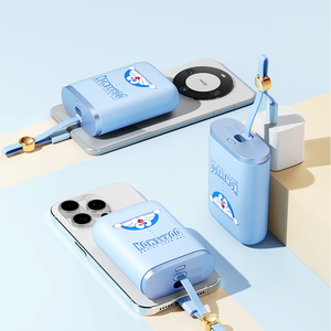 Banque d'alimentation portable ROCK Doraemon sous licence officielle 10000mAh, charge rapide PD 22.5W, câbles intégrés, batterie externe - Product Image 3