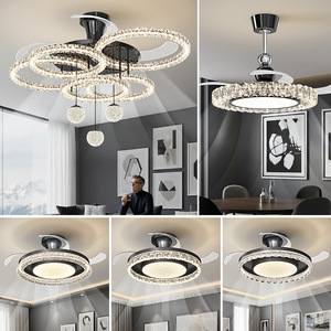 Ventilateur de plafond de style italien pour salon et salle à manger, luminaire de luxe minimaliste italien pour toute la maison - Product Image 1