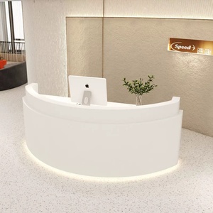 Mesa de Recepción de <span class=keywords><strong>Oficina</strong></span> Moderna de Alta Calidad, Curva, de Madera Negra, en Forma de Arco, en Venta - Product Image 4
