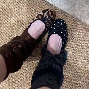 Escarpins à bout fermé à pois français pour femmes, nouvelle collection printemps 2026, élégants, rétro, imprimé léopard, ballerines à bout rond - Product Image 2