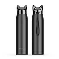 Gobelet d'isolation d'oreilles de chat et de renard mignon Double couche en acier inoxydable Thermos bouteille d'eau gobelet sous vide