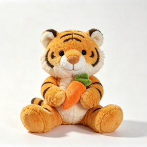 Peluche de tigre personalizado con zanahoria, Juguete de peluche de tigre, Lindo peluche de tigre, Animal de peluche de tigre con rayas naranjas - Product Image 1