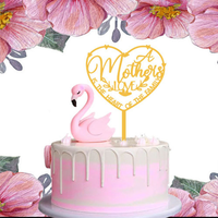 Décoration de gâteau pour la fête des mères en gros, topper en acrylique avec lettres dorées pour maman