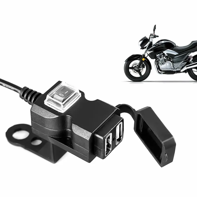 12V-24V çift USB motosiklet motosiklet gidonu şarj adaptörü su geçirmez güç kaynağı soketi iphone samsung huawei için