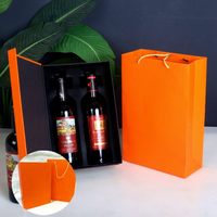 Bon prix, logo personnalisé, spécifications haut de gamme, boîtes à vin pliables en carton rouge avec poignée, fermeture magnétique